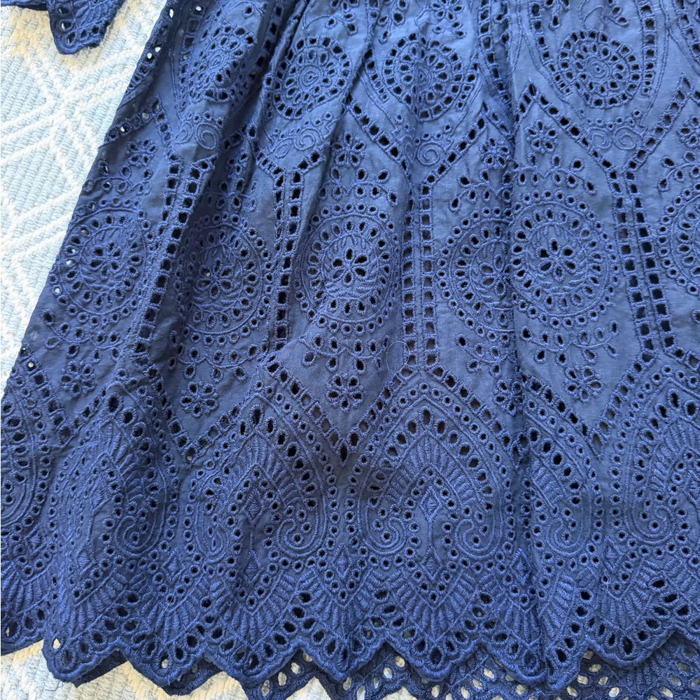 NWT Madison Mathews Folly Navy Eyelet Mini Dress, Size Medium - Picture 4 of 7